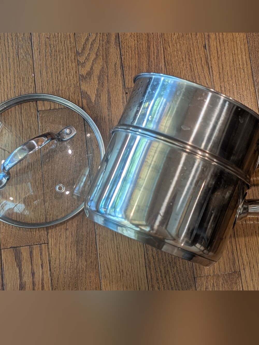 Denmark stainless steel sauce pan / double boiler with glass lid preowned - Picture 2 of 6